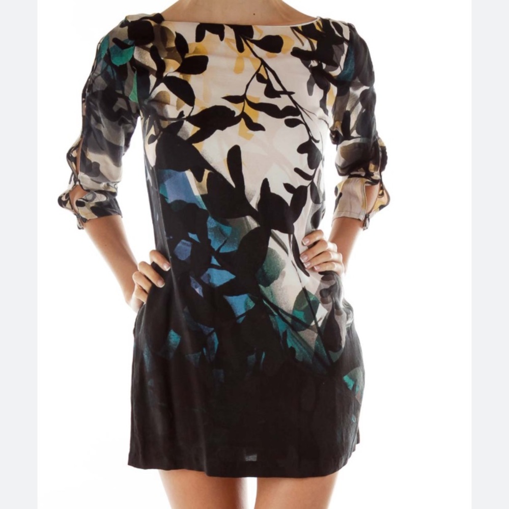 Anthropologie Maeve Shaded Garden dark floral ombré shift dress Size XS